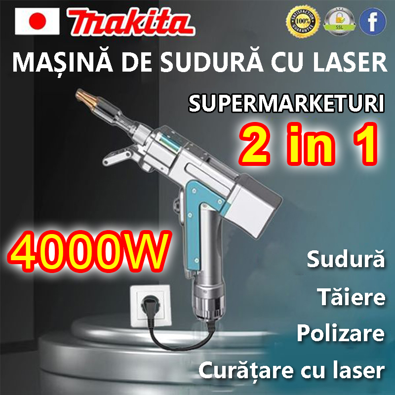 4000W [două în unu]: sudare + tăiere (viteză 10m/min, grosime 0-7mm)